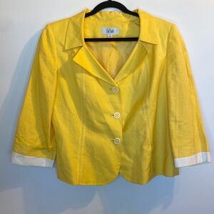 Le Suit Yellow Linen Blazer Jacket